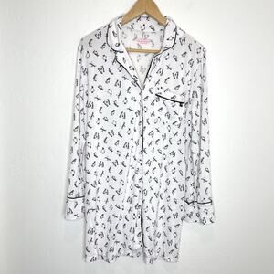 Victoria’s Secret Penguin Nightgown Shirt Dress Womens Small White Modal
